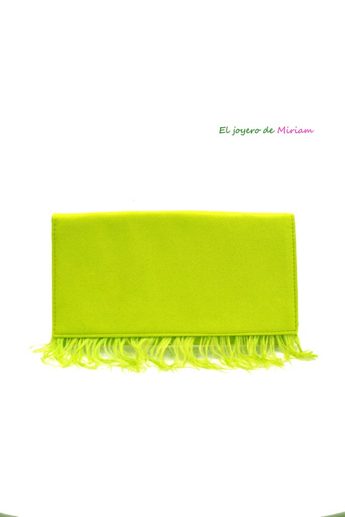 Cartera Plumas Verde Lima El Joyero De Miriam