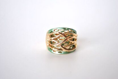 Anillo elástico verde y dorado - Imagen 2