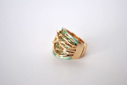 Anillo elástico verde y dorado - Imagen 3