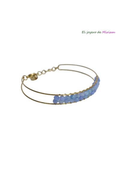 Pulsera dorada y azul celeste