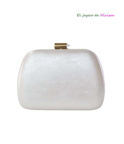 Clutch ovalado blanco perla