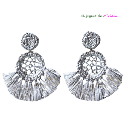 Pendientes rafia plata xxl