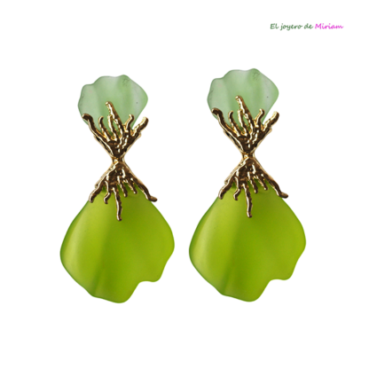 Pendientes resina verde lima