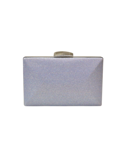 Clutch azul brillo plata