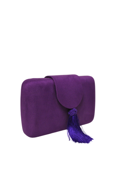 Bolso clutch morado flecos - Imagen 2