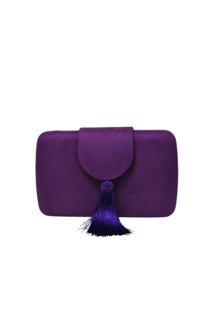 Bolso clutch morado flecos