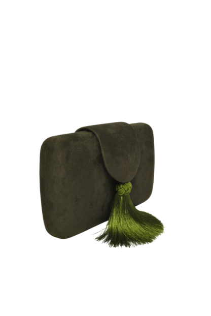 Bolso clutch verde kaki flecos - Imagen 2