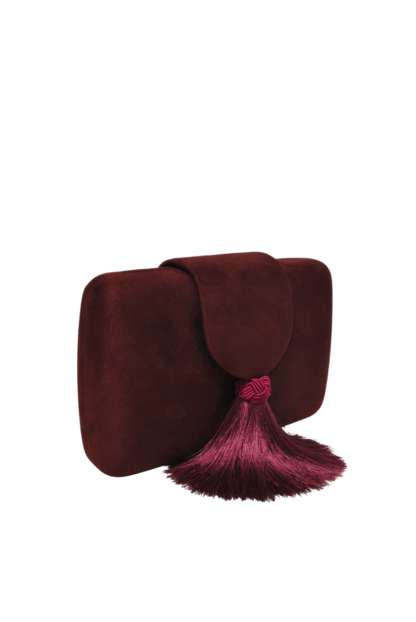 Bolso clutch granate flecos - Imagen 2