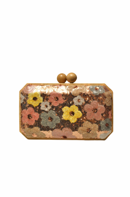 Clutch lentejuelas flores