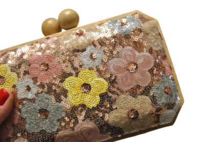 Clutch lentejuelas flores - Imagen 2