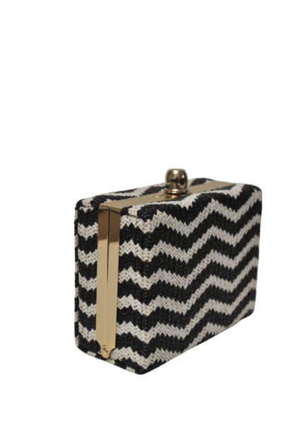 Clutch blanco y negro rafia - Imagen 3