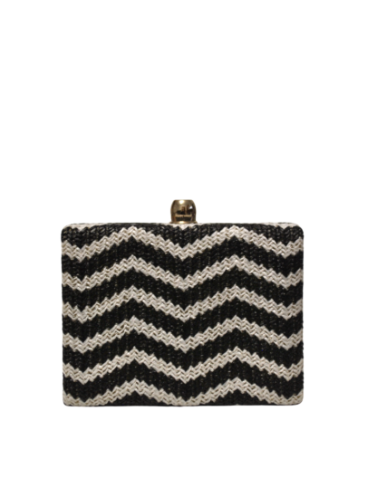 Clutch blanco y negro rafia - Imagen 4