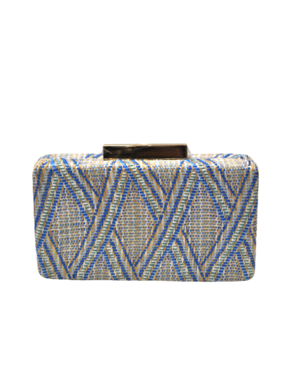 Clutch rafia azul combi